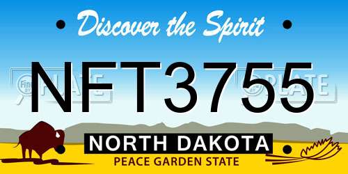 NFT3755 North Dakota License Plate