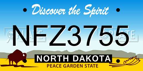 NFZ3755 North Dakota License Plate