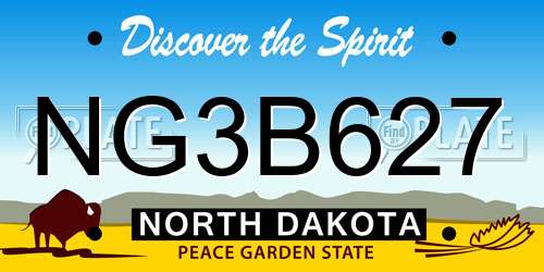 NG3B627 North Dakota License Plate