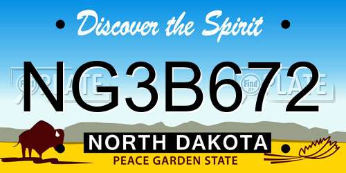 NG3B672 North Dakota License Plate