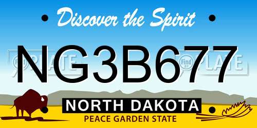 NG3B677 North Dakota License Plate