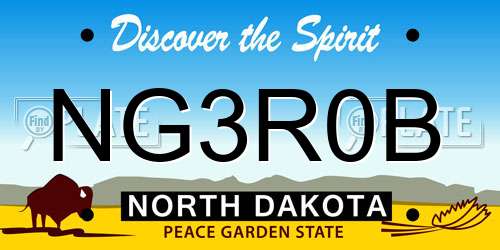 NG3R0B North Dakota License Plate