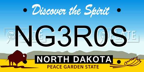 NG3R0S North Dakota License Plate