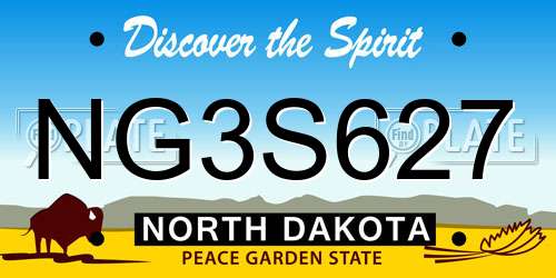 NG3S627 North Dakota License Plate