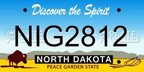 NIG2812 North Dakota License Plate