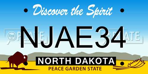 NJAE34 North Dakota License Plate
