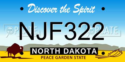 NJF322 North Dakota License Plate