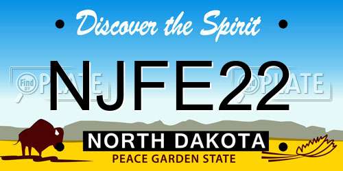NJFE22 North Dakota License Plate