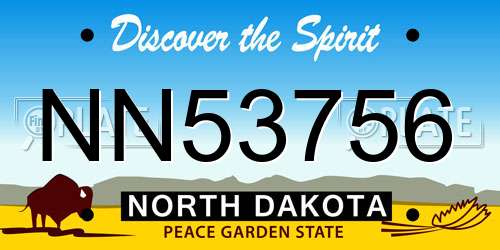 NN53756 North Dakota License Plate