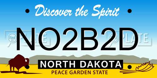 NO2B2D North Dakota License Plate