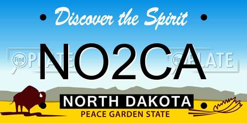 NO2CA North Dakota License Plate