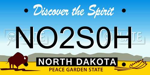 NO2S0H North Dakota License Plate