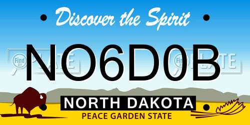 NO6D0B North Dakota License Plate