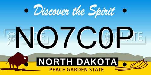 NO7C0P North Dakota License Plate