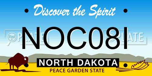 NOC08I North Dakota License Plate
