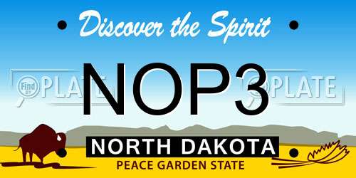 NOP3 North Dakota License Plate