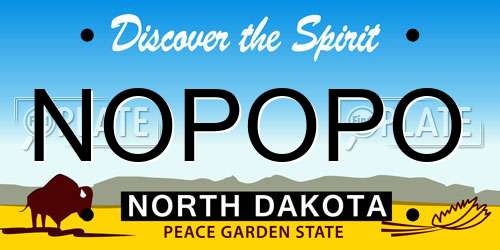 NOPOPO North Dakota License Plate