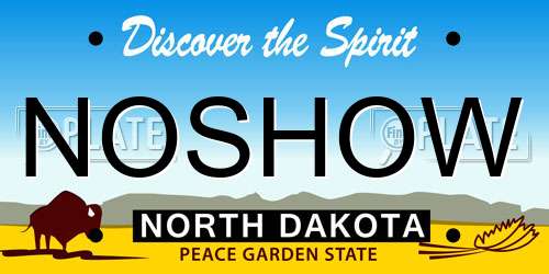 NOSHOW North Dakota License Plate