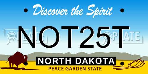 NOT25T North Dakota License Plate