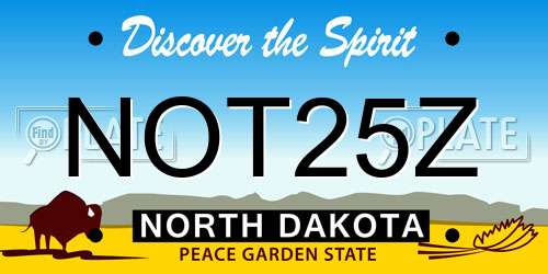 NOT25Z North Dakota License Plate