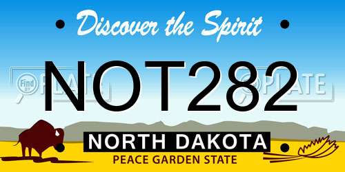 NOT282 North Dakota License Plate