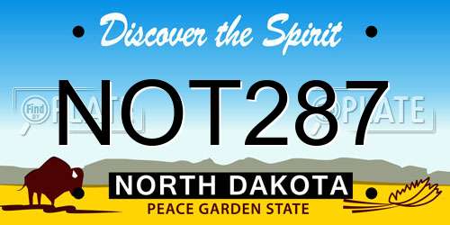 NOT287 North Dakota License Plate