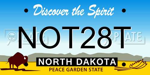 NOT28T North Dakota License Plate