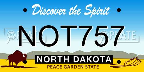NOT757 North Dakota License Plate
