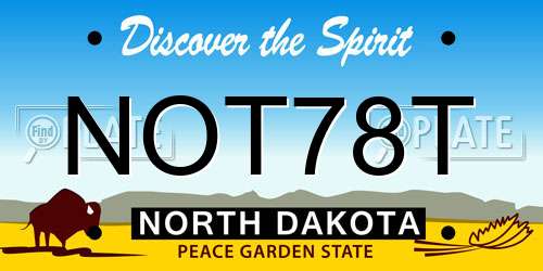 NOT78T North Dakota License Plate