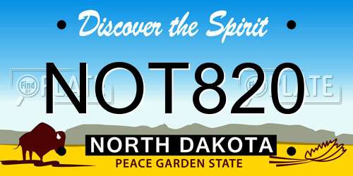 NOT820 North Dakota License Plate