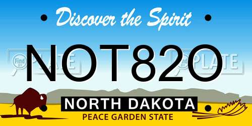 NOT82O North Dakota License Plate