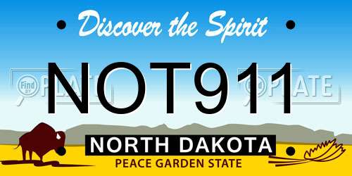 NOT911 North Dakota License Plate