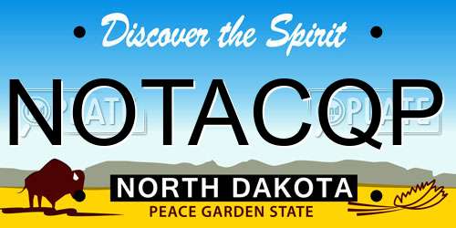 NOTACQP North Dakota License Plate