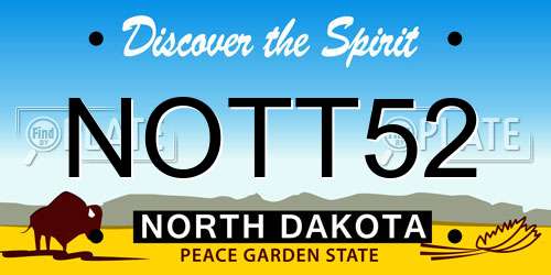 NOTT52 North Dakota License Plate