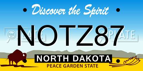 NOTZ87 North Dakota License Plate