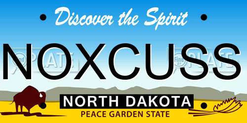 NOXCUSS North Dakota License Plate