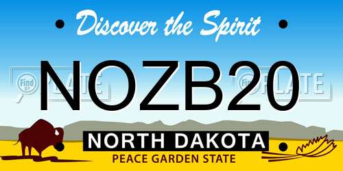 NOZB20 North Dakota License Plate