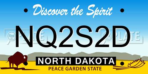NQ2S2D North Dakota License Plate