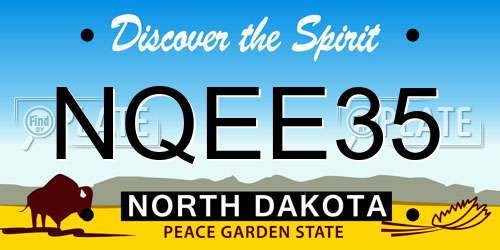 NQEE35 North Dakota License Plate