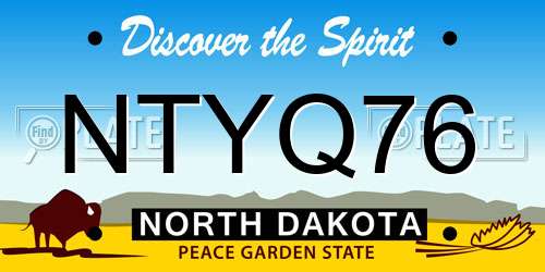 NTYQ76 North Dakota License Plate