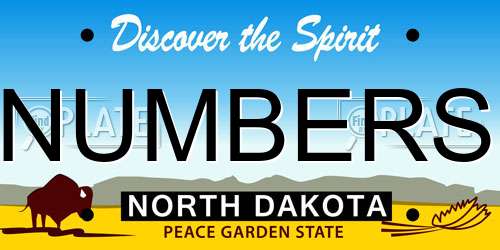 NUMBERS North Dakota License Plate