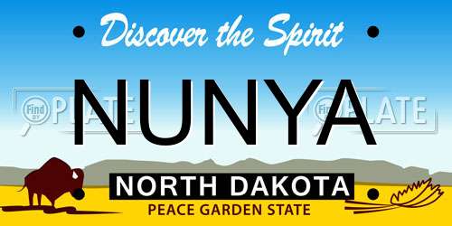 NUNYA North Dakota License Plate