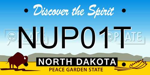NUP01T North Dakota License Plate