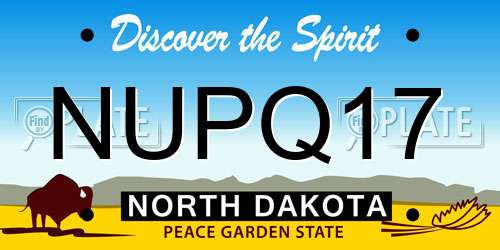 NUPQ17 North Dakota License Plate