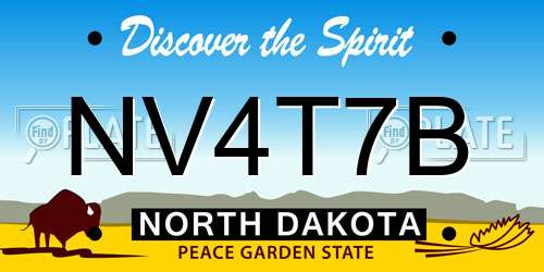 NV4T7B North Dakota License Plate