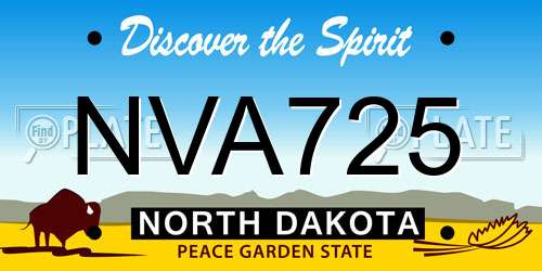 NVA725 North Dakota License Plate