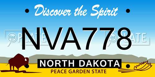 NVA778 North Dakota License Plate