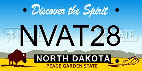NVAT28 North Dakota License Plate