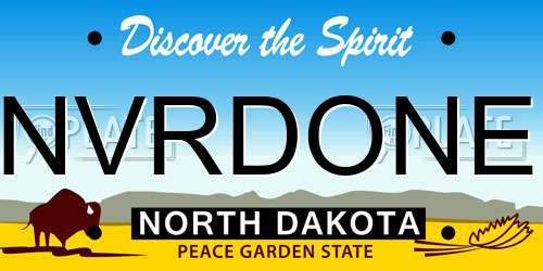 NVRDONE North Dakota License Plate