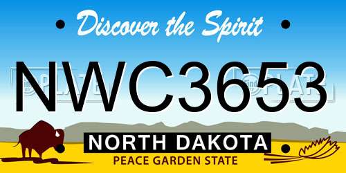 NWC3653 North Dakota License Plate